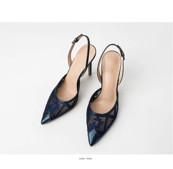 Sexy Silver Pierced Womens Sandals 2022 Street Wear 10 cm Stiletto Heels Pointed Toe Sandals High Heels