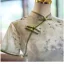 Chinese style Summer Sage Green Printing Floor-Length / Long Cheongsam 2024 Trumpet / Mermaid High Neck Short Sleeve