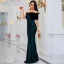 Chic / Beautiful Ink Blue Sequins Evening Dresses 2022 Trumpet / Mermaid Zipper Up at Side Off-The-Shoulder Sleeveless Backless Floor-Length / Long Evening Party Formal Dresses