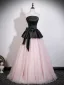 Ethereal Blushing Pink Prom Dresses 2026 Ball Gown Strapless Sleeveless Backless Bow Floor-Length / Long Tulle Formal Dresses