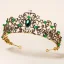 Baroque Vintage / Retro Green Rhinestone Wedding Bridal Hair Accessories Tiara 2022 Alloy