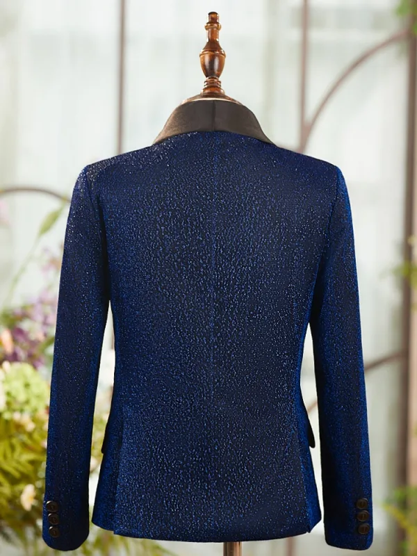 Fall Winter Navy Blue Long Sleeve 6-piece Boys Wedding Suits 2025 Body Jewellery Coat Pants Shirt Tie Vest