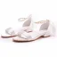Sexy Weiß Perle Knöchelriemen Schleife Flache Brautschuhe 2023 Peeptoes Hochzeit Sandaletten