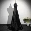 Sparkly Black Beading Sequins Prom Dresses 2025 A-Line / Princess High Neck Sleeveless Floor-Length / Long Prom Formal Dresses
