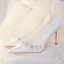 Élégant Ivoire Cuir Chaussure De Mariée 2023 Satin Faux Diamant En Dentelle Fleur Chaussure De Mariée