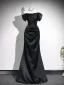 Vintage / Retro Black Evening Dresses 2026 Trumpet / Mermaid Off-The-Shoulder Short Sleeve Backless Floor-Length / Long Formal Dresses