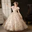 Bling Bling Multi-Colors Sequins Champagne Birthday Flower Girl Dresses 2024 Ball Gown V-Neck Sleeveless Floor-Length / Long