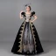 Vintage / Retro Medieval Black Beading Sequins Lace Flower Prom Dresses 2022 Ball Gown U-Neck Puffy Short Sleeve Floor-Length / Long Formal Dresses