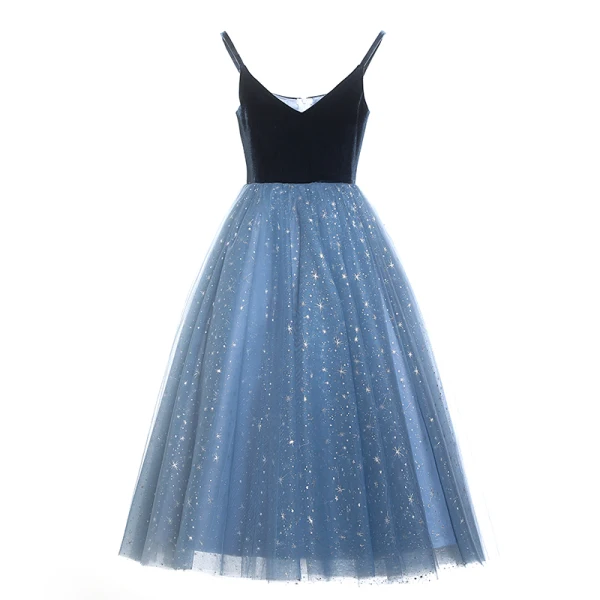 Charming Sky Blue Sequins Evening Party Flower Girl Dresses 2022 Ball Gown V-Neck Sleeveless Backless Floor-Length / Long Flower Girl Dresses