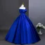Vintage / Retro Royal Blue Beading Lace Flower Prom Dresses 2025 Ball Gown Strapless Sleeveless Backless Floor-Length / Long Formal Dresses
