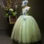 Elegant Sage Green Beading Pearl Sequins Appliques Birthday Flower Girl Dresses 2025 Ball Gown Scoop Neck Sleeveless Backless Floor-Length / Long