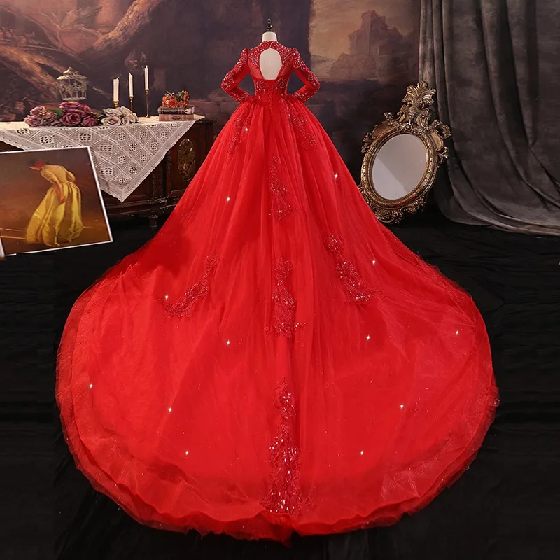 open lace back dress Red Princess Ball Gown main image 0