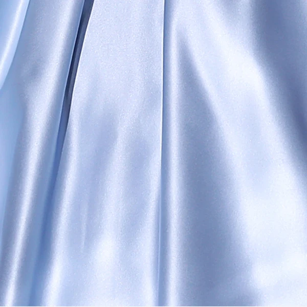 Elegant Sky Blue Pearl Satin Prom Dresses 2022 Ball Gown Square Neckline Puffy Short Sleeve Backless Bow Floor-Length / Long Formal Dresses