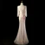 Charmant Rougissant Rose Perlage Perle Paillettes Robe De Soirée 2024 Trompette / Sirène Col v profond Manches Courtes Dos Nu Longue Soirée Robe De Ceremonie