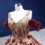 High-end Glitter Burgundy Sequins Appliques Prom Dresses 2022 Ball Gown V-Neck Short Sleeve Backless Court Train Formal Dresses
