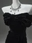 Haut de Gamme Noire Velours Robe De Soirée 2025 Trompette / Sirène Bustier Sans Manches Dos Nu Train De Balayage Soirée Robe De Ceremonie