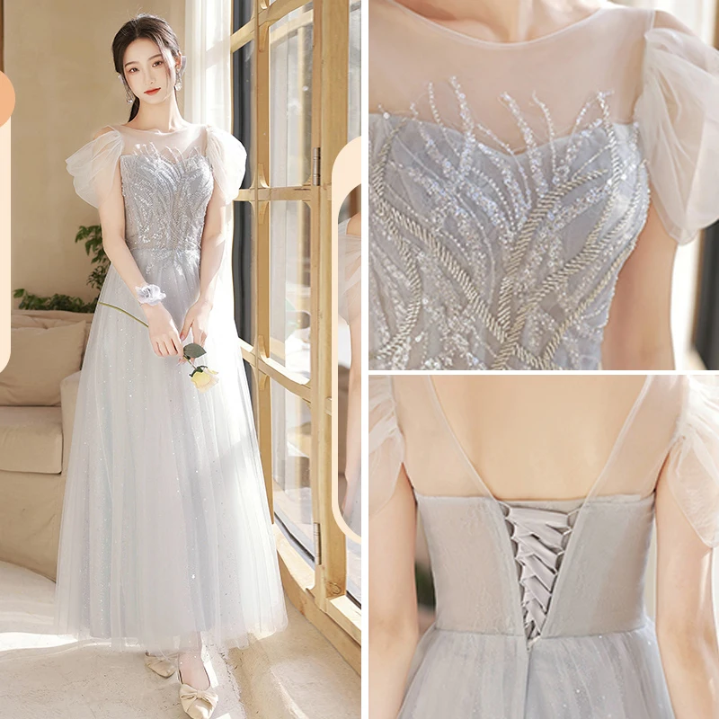 slim fit dress slacks Gray Sequins V-Neck Long Mermaid Bridesmaid Dresses main image 0