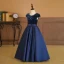 Vintage / Retro Navy Blue Sequins Birthday Flower Girl Dresses 2024 A-Line / Princess V-Neck Sleeveless Bow Sash Floor-Length / Long