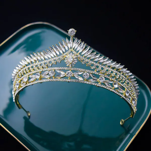Skromna Białe Rhinestone Cyrkon Ślub Ozdoby Do Włosów Ślubne 2022 Tiara