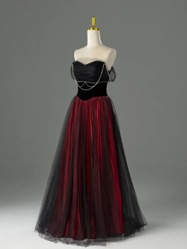 Charmant Bordeaux Faux Diamant Robe De Soirée 2026 Princesse Bustier Sans Manches Dos Nu Longue Robe De Ceremonie