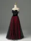 Charmant Bordeaux Faux Diamant Robe De Soirée 2026 Princesse Bustier Sans Manches Dos Nu Longue Robe De Ceremonie
