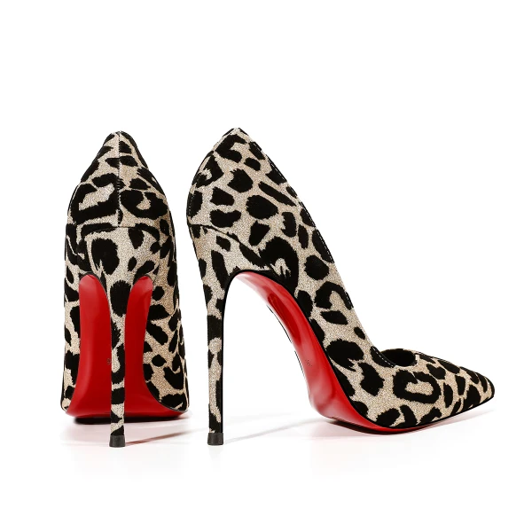 Sexy Champagne Leopard Print Evening Party Pumps 2023 Leather 12 cm Stiletto Heels Pointed Toe Pumps High Heels