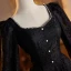 Elegant Black Winter Pearl Lace Prom Dresses 2024 A-Line / Princess Square Neckline Long Sleeve Backless Floor-Length / Long Prom Formal Dresses