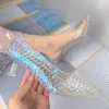 Cinderella Transparent Crystal Wedding Shoes 2023 5 cm Stiletto Heels Pointed Toe Wedding Pumps High Heels