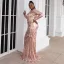 Sparkly Black Sequins Plus Size Evening Dresses 2022 Scoop Neck Long Sleeve Evening Party Sweep Train Formal Dresses