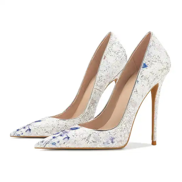 Bling Bling Groen Pailletten Avond Bloemen Pumps 2024 12 cm Naaldhakken / Stiletto Spitse Neus Pumps Hoge Hakken