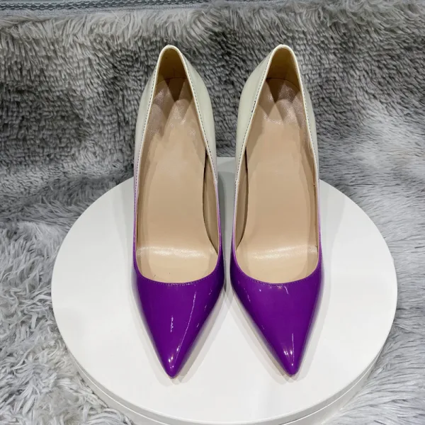 Mode Grön Patchwork Fest Lackläder Pumps 2022 12 cm Stilettklackar Spetsiga Pumps Högklackade