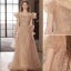 Charmant Champagne Perlage Paillettes Volants en Cascade Robe De Soirée 2023 Princesse De l'épaule Sans Manches Dos Nu Longue Soirée Robe De Ceremonie