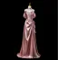 Sexy Rose Gold Satin Evening Dresses 2025 A-Line / Princess Strapless Sleeveless Backless Sweep Train Evening Party Formal Dresses