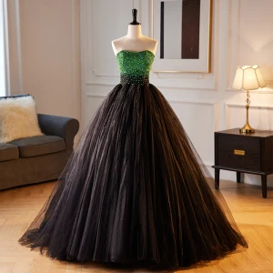 Sexy Green Sequins Prom Dresses 2023 Ball Gown Strapless Sleeveless Backless Floor Length Long Prom Formal Dresses