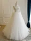 High-end White Handmade  Beading Pearl Sequins Lace Flower Wedding Dresses 2026 Ball Gown Off-The-Shoulder Long Sleeve Backless Floor-Length / Long Tulle
