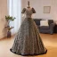 Scintillantes Multi-Couleurs Faux Diamant Paillettes Robe De Bal 2023 Encolure Carrée Princesse Manches Courtes Dos Nu Longue Promo Robe De Ceremonie