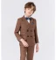 Fashion Brown 5-piece Long Sleeve Boys Wedding Suits 2024 Body Jewellery Coat Pants Tie Vest