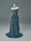 Haut de Gamme Vert Foncé Perlage Volants en Cascade Robe De Soirée 2026 Princesse Bustier Sans Manches Dos Nu Longue Robe De Ceremonie