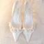 Élégant Ivoire Cuir Chaussure De Mariée 2023 Satin Faux Diamant En Dentelle Fleur Chaussure De Mariée