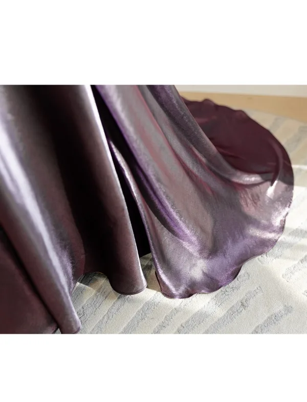 High End Traube Satin Ballkleider 2026 A Linie Bandeau Ärmellos Rückenfreies Sweep / Pinsel Zug Festliche Kleider