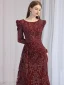 High-end Burgundy Beading Rhinestone Evening Dresses 2023 Trumpet / Mermaid Scoop Neck Long Sleeve Floor-Length / Long Evening Party Formal Dresses