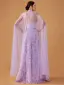 Lovely Lavender Multi-Colors Appliques Prom Dresses With Cloak 2025 A-Line / Princess Strapless Sleeveless Backless Floor-Length / Long Prom Formal Dresses