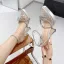 Transparent Beige Abend Sandalen Damen 2022 Strass Schleife Knöchelriemen 11 cm Stilettos Spitzschuh Sandaletten Hochhackige