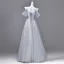 Flower Fairy Prom Dresses Grey Sequins Appliques Prom Dresses 2026 A-Line / Princess Spaghetti Straps Short Sleeve Backless Floor-Length / Long Formal Dresses