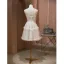 Sexy Nude Pearl Pierced Evening Party Party Dresses 2022 A-Line / Princess Spaghetti Straps Sleeveless Backless Short Party Dresses