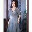 Elegant Sky Blue Beading Sequins Prom Dresses 2022 A-Line / Princess V-Neck Short Sleeve Backless Floor-Length / Long Prom Formal Dresses
