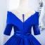 Vintage / Retro Royal Blue Beading Rhinestone Sequins Prom Dresses 2024 Organza Ball Gown Scoop Neck Short Sleeve Floor-Length / Long Prom Formal Dresses