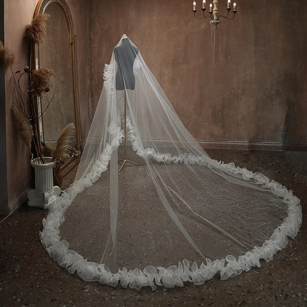 Vintage / Originale Blanche En Dentelle Voile De Mariée 2024 3 m Tulle Chapel Train