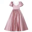 Chic / Beautiful Candy Pink Birthday Flower Girl Dresses 2022 A-Line / Princess Scoop Neck Puffy Short Sleeve Backless Bow Floor-Length / Long Flower Girl Dresses