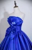 Vintage / Retro Royal Blue Bow Prom Dresses 2026 Ball Gown Strapless Sleeveless Backless Floor-Length / Long Formal Dresses
